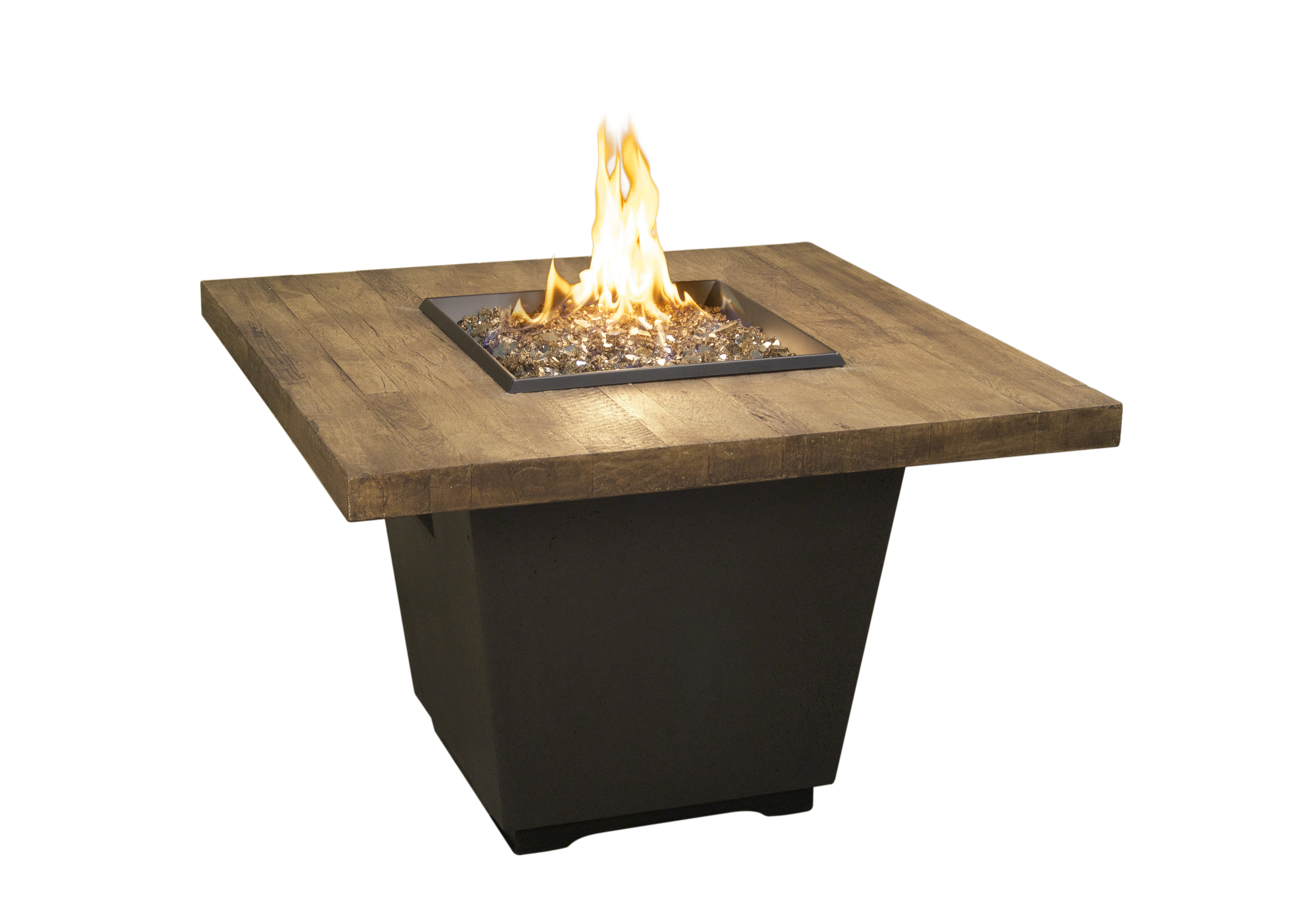 AFD 640 FO Reclaimed Wood Cosmo Square Firetable French Barrel Oak Top